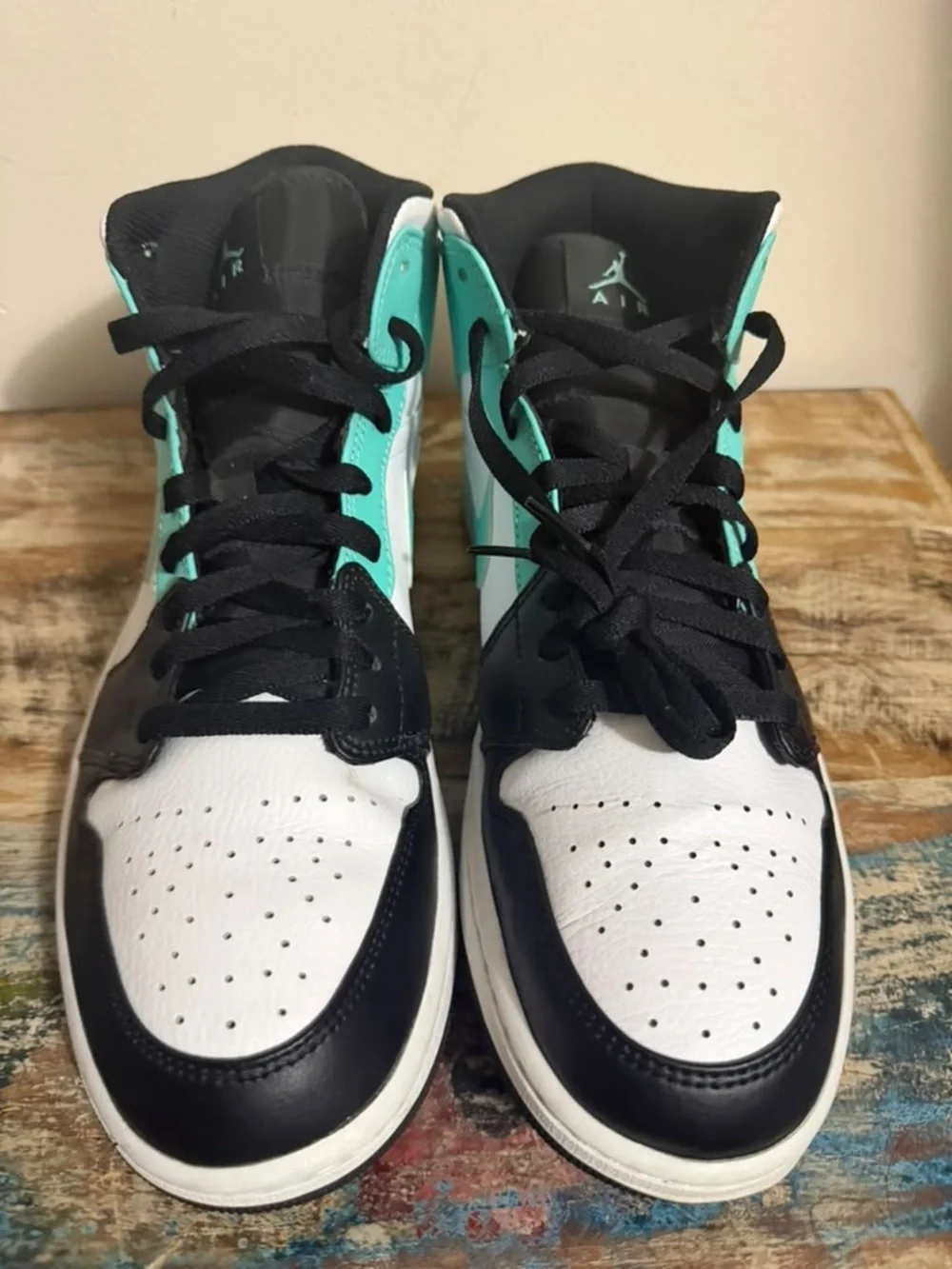 Jordan Men's High-Top Sneakers in White, Black & Teal